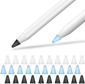 img 4 attached to 🖊️ YINVA Silicone Nib Cap Accessories: 30-Pack Tips Cover & Protective Case Compatible with Apple Pencil 2 & 1 (White/Blue/Black)