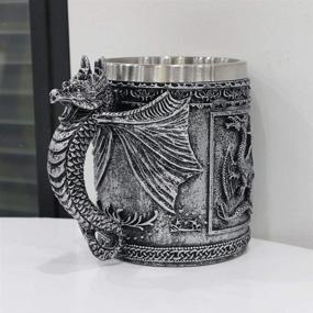 img 1 attached to 🐉 Roaring Dragon Mug – Medieval Dungeons & Dragons Beer Stein Tankard – 14oz Stainless Steel Coffee Mug for GOT Dragon Enthusiasts – Ideal Novelty Gothic Gift & Party Decoration