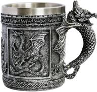 🐉 roaring dragon mug – medieval dungeons & dragons beer stein tankard – 14oz stainless steel coffee mug for got dragon enthusiasts – ideal novelty gothic gift & party decoration logo