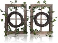 🏡 rustic farmhouse window frame wall decor featuring wood wreath - ideal home decor for living room, bedroom, and kitchen логотип