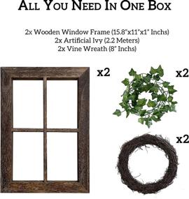 img 1 attached to 🏡 Rustic Farmhouse Window Frame Wall Decor featuring Wood Wreath - Ideal Home Decor for Living Room, Bedroom, and Kitchen