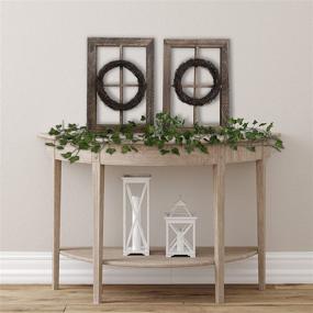 img 2 attached to 🏡 Rustic Farmhouse Window Frame Wall Decor featuring Wood Wreath - Ideal Home Decor for Living Room, Bedroom, and Kitchen