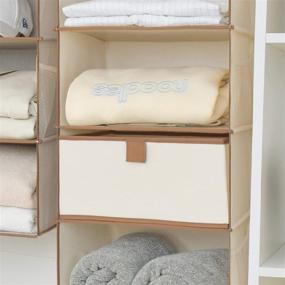 img 1 attached to Enhance Closet Organization with StorageWorks 6-Shelf Large Hanging Closet Shelves: Canvas Organizer with Drawer, Ivory White, 13.6”W x 12.2”D x 42.5”H