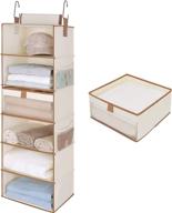 enhance closet organization with storageworks 6-shelf large hanging closet shelves: canvas organizer with drawer, ivory white, 13.6”w x 12.2”d x 42.5”h логотип