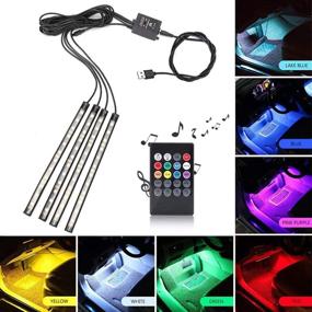 img 4 attached to Xiphoer Interior Car LED Strip Lights: Multi-Color RGB Underdash Foot Lighting Kit with Sound Active Function and Wireless Remote Control