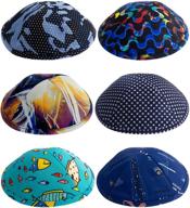 🎩 holy judaica kippah for boys and kids - pack of 6 hq 18/19cm big size - mix colors kippot for boys, yamaka hat from israel - bulk kippahs for sale logo