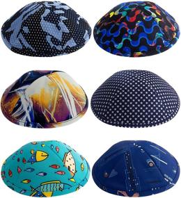 img 2 attached to 🎩 Holy Judaica Kippah for Boys and Kids - Pack of 6 HQ 18/19cm Big Size - Mix Colors Kippot for Boys, Yamaka Hat from Israel - Bulk Kippahs for sale