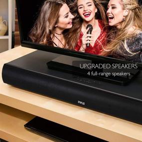 img 2 attached to 📺 Pyle Upgraded 2018 TV Soundbar Soundbase Bluetooth - Wireless Surround Sound System for TV's With Built-in Subwoofer, Remote Control, AUX RCA Optical Digital Inputs for TV PC - PSBV600BT