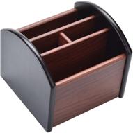 📚 siveit wooden desk organizer - 4 compartment rotating wood desktop caddy for office supplies and remote controls logo