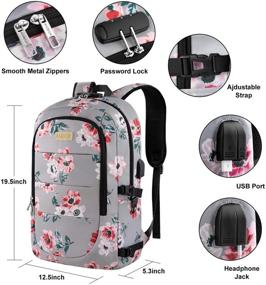 img 1 attached to 🎒 17.3 Inch Anti Theft Laptop Backpack with USB Port and Lock | Travel Business Bag for Women Girls | College School Bookbag Computer Backpack | Flower3 Print