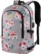 🎒 17.3 inch anti theft laptop backpack with usb port and lock | travel business bag for women girls | college school bookbag computer backpack | flower3 print logo