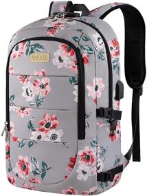 img 4 attached to 🎒 17.3 Inch Anti Theft Laptop Backpack with USB Port and Lock | Travel Business Bag for Women Girls | College School Bookbag Computer Backpack | Flower3 Print