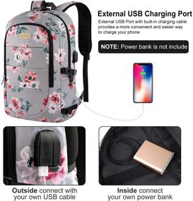 img 2 attached to 🎒 17.3 Inch Anti Theft Laptop Backpack with USB Port and Lock | Travel Business Bag for Women Girls | College School Bookbag Computer Backpack | Flower3 Print