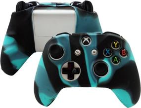 img 3 attached to 🎮 Hikfly Xbox One X/S/Slim Controller Silicone Cover Skin with Thumb Grips Caps - Blue/Black