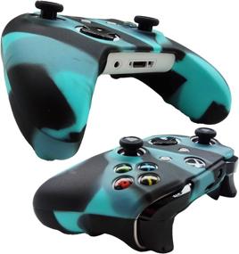 img 2 attached to 🎮 Hikfly Xbox One X/S/Slim Controller Silicone Cover Skin with Thumb Grips Caps - Blue/Black