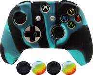 🎮 hikfly xbox one x/s/slim controller silicone cover skin with thumb grips caps - blue/black логотип