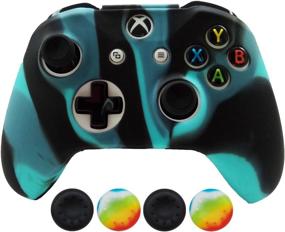 img 4 attached to 🎮 Hikfly Xbox One X/S/Slim Controller Silicone Cover Skin with Thumb Grips Caps - Blue/Black