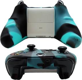 img 1 attached to 🎮 Hikfly Xbox One X/S/Slim Controller Silicone Cover Skin with Thumb Grips Caps - Blue/Black