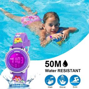 img 1 attached to Waterproof 3D Cute Cartoon Kids Watch for Boys and Girls, Silicone Band Digital Toddler Watch with Alarm, Stopwatch, and 50M Water Resistance