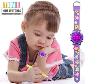 img 3 attached to Waterproof 3D Cute Cartoon Kids Watch for Boys and Girls, Silicone Band Digital Toddler Watch with Alarm, Stopwatch, and 50M Water Resistance
