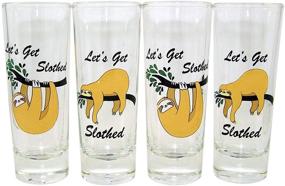 img 4 attached to 🦥 Sloth Lovers Gift Set: Assorted Sloth Shot Glasses, Set of 4