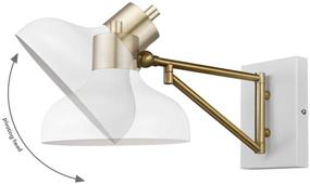 img 1 attached to 🌍 Globe Electric Berkeley 1-Light Plug-In or Hardwire Swing Arm Wall Sconce, White with Brass Accents and White Cloth Cord, 5.75 Inches