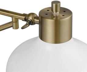 img 3 attached to 🌍 Globe Electric Berkeley 1-Light Plug-In or Hardwire Swing Arm Wall Sconce, White with Brass Accents and White Cloth Cord, 5.75 Inches