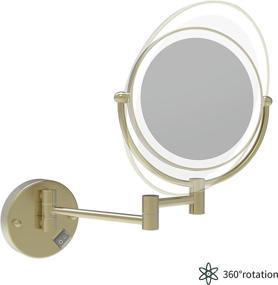 img 1 attached to 🪞 Fixsen 8 Inch LED Wall Mount Double-Sided Magnifying Makeup Vanity Mirror - 12 Inch Extension, Brushed Gold Finish, 1X/10X Magnification, Plug-In, 360 Degree Rotation, Waterproof Button, Shaving Mirror