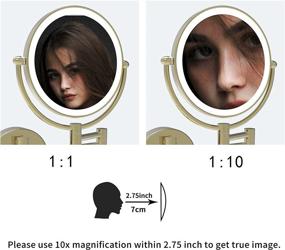 img 2 attached to 🪞 Fixsen 8 Inch LED Wall Mount Double-Sided Magnifying Makeup Vanity Mirror - 12 Inch Extension, Brushed Gold Finish, 1X/10X Magnification, Plug-In, 360 Degree Rotation, Waterproof Button, Shaving Mirror