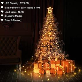 img 1 attached to 🎄 317 LED Christmas Lights - Lyhope 10ft X 9 Strands 8 Modes String Lights with 12" Topper Star - Ideal for Xmas, Birthday, Holiday, Wedding, Party Decorations - Warm White