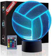 🏐 gawell 3d illusion volleyball lamp: perfect sports theme christmas gift with remote control, 16 color changing touch switch for birthday, table desk decor & night light логотип