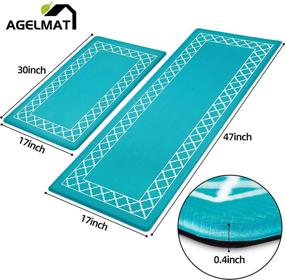 img 3 attached to 🌊 Набор ковриков AGELMAT Turquoise против усталости на кухне - 2-пакета ковриков и ковриков из пеноматериала, эргономичные ковры из пены с антискользящим покрытием, водонепроницаемые коврики для стоячего стола, прачечной, офиса, раковины.