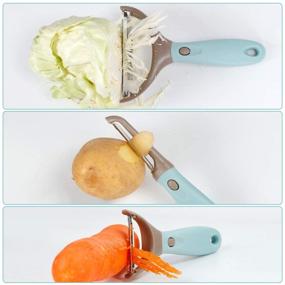 img 3 attached to 🥕 Premium Stainless Steel Trio Veggie and Fruit Peeler Set - Y-Shaped Peeler for Kitchen: Ideal for Potato, Carrot, and Fruit - Light Blue Color