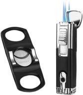 🎁 premium promise by honest cigar lighter and cutter gift set - windproof torch lighter with triple jet flame, butane refillable, cigar punch, and gift box - perfect for cigar enthusiasts (black + cutter) logo