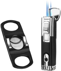 img 4 attached to 🎁 Premium Promise by Honest Cigar Lighter and Cutter Gift Set - Windproof Torch Lighter with Triple Jet Flame, Butane Refillable, Cigar Punch, and Gift Box - Perfect for Cigar Enthusiasts (Black + Cutter)