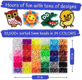 img 2 attached to 🧩 10,500 Piece Fuse Beads Craft Kit – Perler Beads Compatible Set, 34 Brilliant Colors, 6 Pegboards, 34+ Patterns, Tweezers, Essential Tools, Keychains, Accessories & More! Includes Free Carrying Case by CraftyCreations