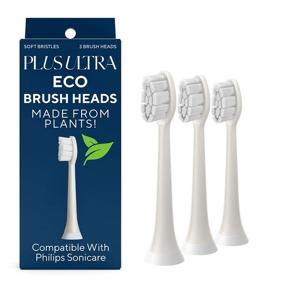 img 4 attached to 🪥 PLUS ULTRA Replacement Brush Heads for Philips Sonicare Toothbrush - 3 Pack Click-On Handles, Eco-Friendly Plant-Based Bristles