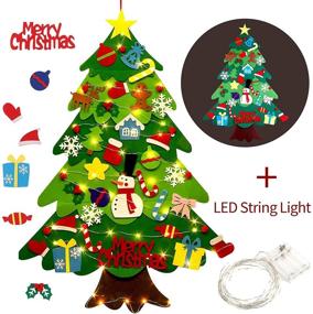 img 3 attached to Felt Christmas Tree Kit with Detachable Ornaments and LED Lights - 🎄 Perfect DIY Wall Decor for Kids, Toddlers - Xmas Gifts and Home Door Decoration