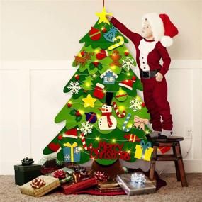img 4 attached to Felt Christmas Tree Kit with Detachable Ornaments and LED Lights - 🎄 Perfect DIY Wall Decor for Kids, Toddlers - Xmas Gifts and Home Door Decoration