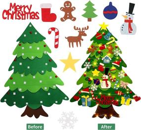 img 1 attached to Felt Christmas Tree Kit with Detachable Ornaments and LED Lights - 🎄 Perfect DIY Wall Decor for Kids, Toddlers - Xmas Gifts and Home Door Decoration