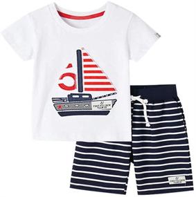 img 4 attached to Toddler Sleeve Sailboat T Shirt Stripe Boys' Clothing