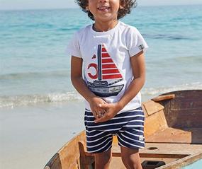 img 3 attached to Toddler Sleeve Sailboat T Shirt Stripe Boys' Clothing