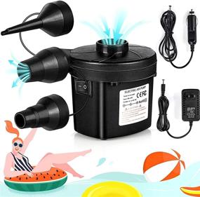 img 4 attached to 🔌 Portable Electric Air Pump for Inflatables, Dual Power 110V AC/12V DC Universal Inflator Pump for Camping, Air Mattresses, Cushions, Boats, Swimming Rings | Includes 3 Nozzles