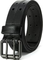 👖 chaoren double prong leather work belt: heavy duty 1 1 2 men's casual belt for jeans logo