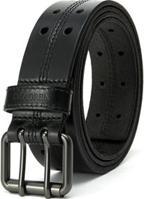 img 4 attached to 👖 CHAOREN Double Prong Leather Work Belt: Heavy Duty 1 1 2 Men's Casual Belt for Jeans