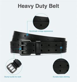 img 2 attached to 👖 CHAOREN Double Prong Leather Work Belt: Heavy Duty 1 1 2 Men's Casual Belt for Jeans