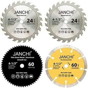 img 3 attached to 🔄 4-in-1 Compact Circular Saw Blade Set - 4 Pack, 4-1/2 Inch Blades with 3/8&#34; Arbor - Fast Cutting for Wood, Plastic, Sheet Metal, and Tile - Includes 24T TCT, 60T HSS, 60# Diamond Disc Blades