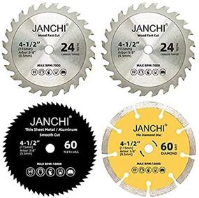 img 2 attached to 🔄 4-in-1 Compact Circular Saw Blade Set - 4 Pack, 4-1/2 Inch Blades with 3/8&#34; Arbor - Fast Cutting for Wood, Plastic, Sheet Metal, and Tile - Includes 24T TCT, 60T HSS, 60# Diamond Disc Blades