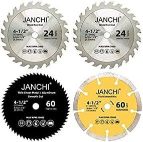 img 4 attached to 🔄 4-in-1 Compact Circular Saw Blade Set - 4 Pack, 4-1/2 Inch Blades with 3/8&#34; Arbor - Fast Cutting for Wood, Plastic, Sheet Metal, and Tile - Includes 24T TCT, 60T HSS, 60# Diamond Disc Blades