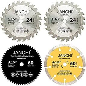 img 1 attached to 🔄 4-in-1 Compact Circular Saw Blade Set - 4 Pack, 4-1/2 Inch Blades with 3/8&#34; Arbor - Fast Cutting for Wood, Plastic, Sheet Metal, and Tile - Includes 24T TCT, 60T HSS, 60# Diamond Disc Blades